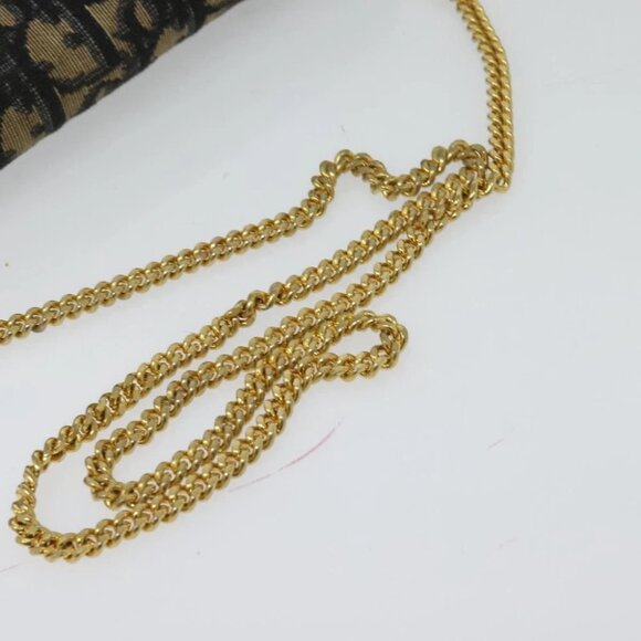 Christian Dior Trotter Canvas Chain Shoulder Bag Navy Gold Auth - Picture 13 of 15